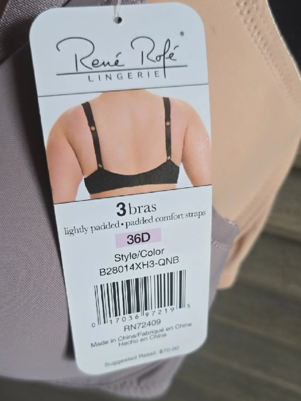 Rene Rofe Pullover T-Shirt Bra - Tan & Black - Picture 10 of 11